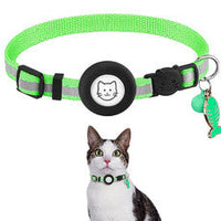 HKM-6178877 Reflective Striped Cat Collar with Anti-Missing Apple Airtag Tracker Sleeve