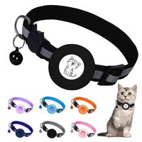 HKM-6178877 Reflective Striped Cat Collar with Anti-Missing Apple Airtag Tracker Sleeve