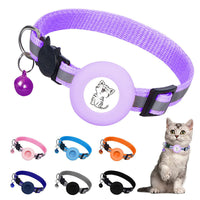 HKM-6178877 Reflective Striped Cat Collar with Anti-Missing Apple Airtag Tracker Sleeve