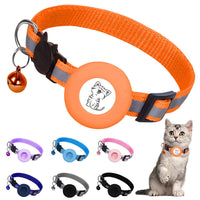 HKM-6178877 Reflective Striped Cat Collar with Anti-Missing Apple Airtag Tracker Sleeve