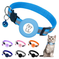 HKM-6178877 Reflective Striped Cat Collar with Anti-Missing Apple Airtag Tracker Sleeve