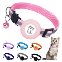 HKM-6178877 Reflective Striped Cat Collar with Anti-Missing Apple Airtag Tracker Sleeve