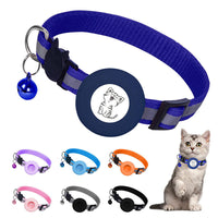 HKM-6178877 Reflective Striped Cat Collar with Anti-Missing Apple Airtag Tracker Sleeve