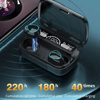 HKM-617939 Wireless Bluetooth Earbuds with Digital Display, Waterproof Design, Noise Reduction, and Power Bank Charging for Sports and Gaming