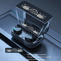 HKM-617939 Wireless Bluetooth Earbuds with Digital Display, Waterproof Design, Noise Reduction, and Power Bank Charging for Sports and Gaming