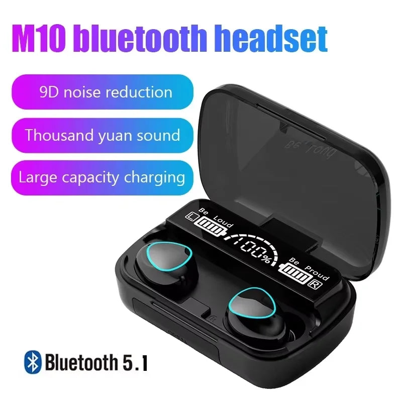 HKM-617939 Wireless Bluetooth Earbuds with Digital Display, Waterproof Design, Noise Reduction, and Power Bank Charging for Sports and Gaming