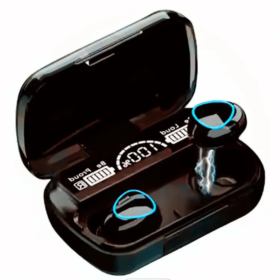 HKM-617939 Wireless Bluetooth Earbuds with Digital Display, Waterproof Design, Noise Reduction, and Power Bank Charging for Sports and Gaming
