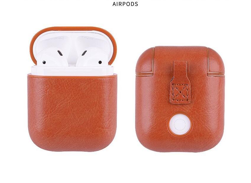 HKM-618003 Genuine Leather Earphone Case for Apple AirPods – Protective Charging Case Design