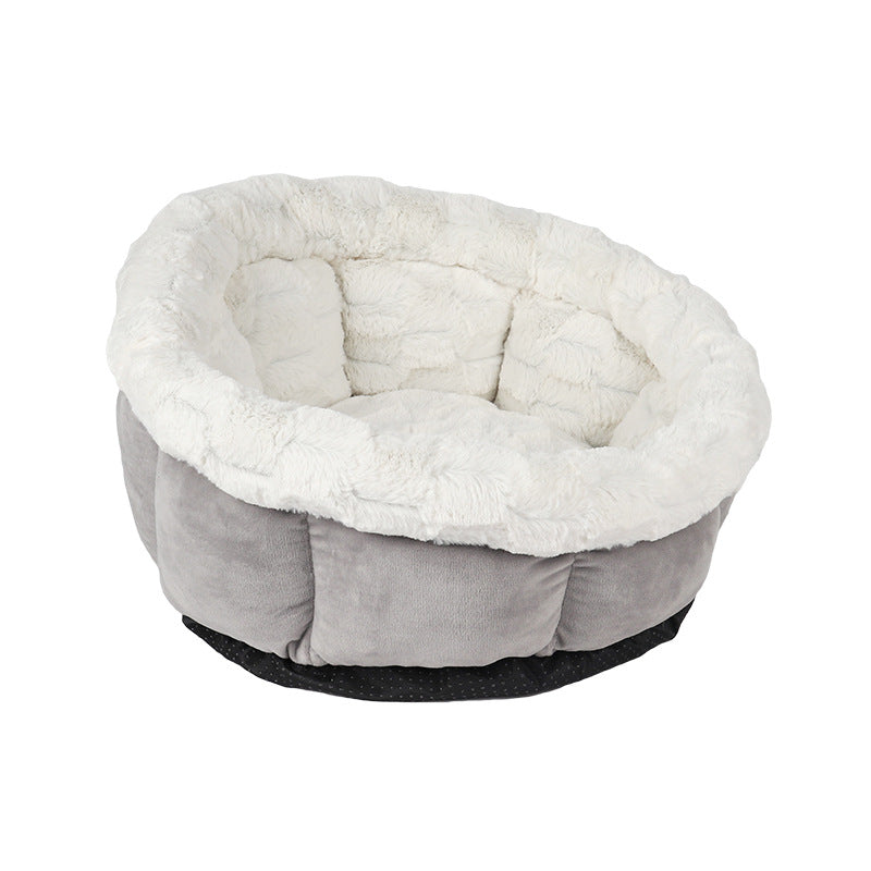 HKM-6180925 Cozy Petal Cat Mat for Cats and Dogs ¨C Plush Suede and Brushed Plush Nest, 48x49x25cm