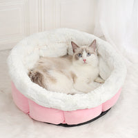 HKM-6180925 Cozy Petal Cat Mat for Cats and Dogs ¨C Plush Suede and Brushed Plush Nest, 48x49x25cm