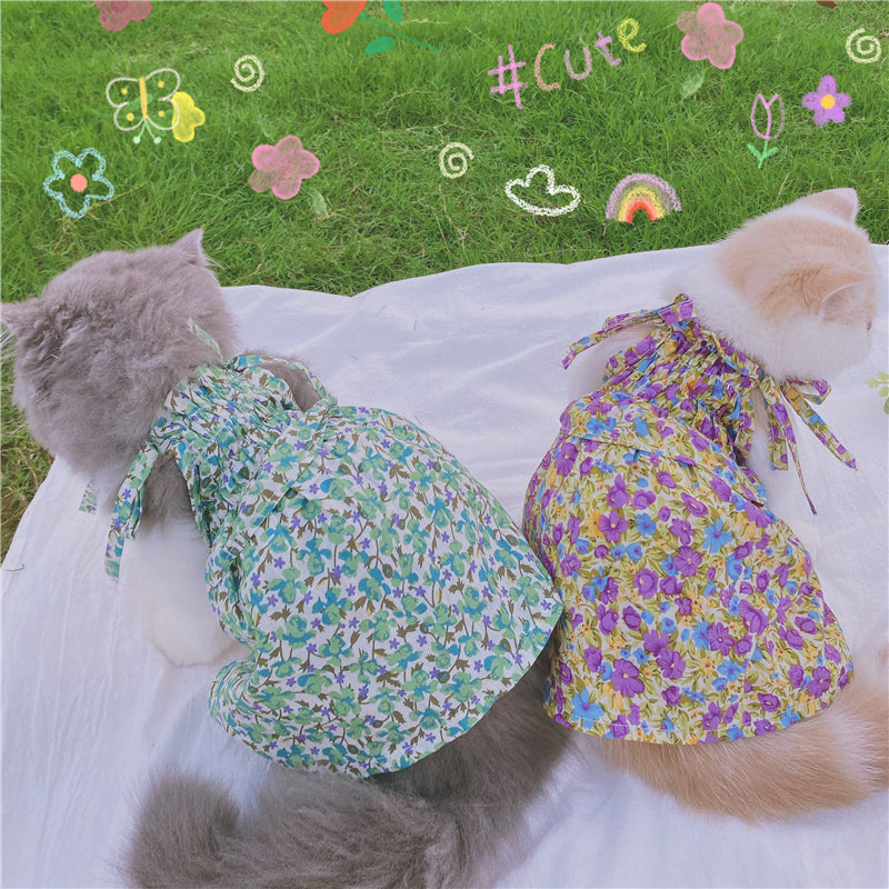 HKM-6181437 Floral Lavender Pet Sling Skirt with Sunscreen Protection and Anti-Shedding Features