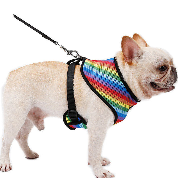 HKM-6181949 Rainbow Striped Chest Strap - Sandwich Mesh, Sizes S, M, L