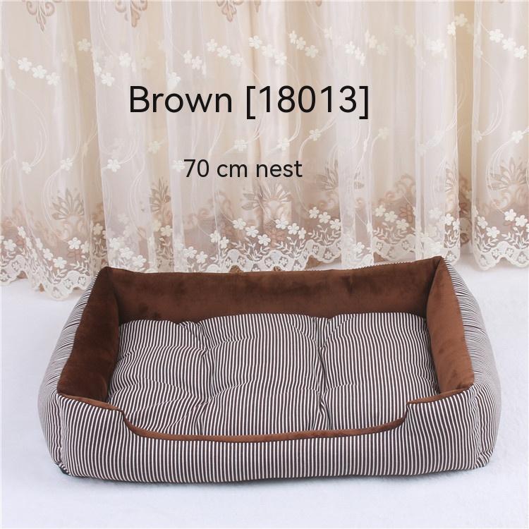 HKM-6182717 Large Dog Bed in Brown and Gray Stripes – Soft Cloth Material, Multiple Sizes Available