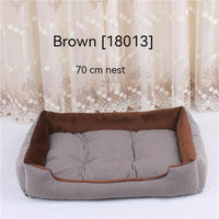 HKM-6182717 Large Dog Bed in Brown and Gray Stripes – Soft Cloth Material, Multiple Sizes Available