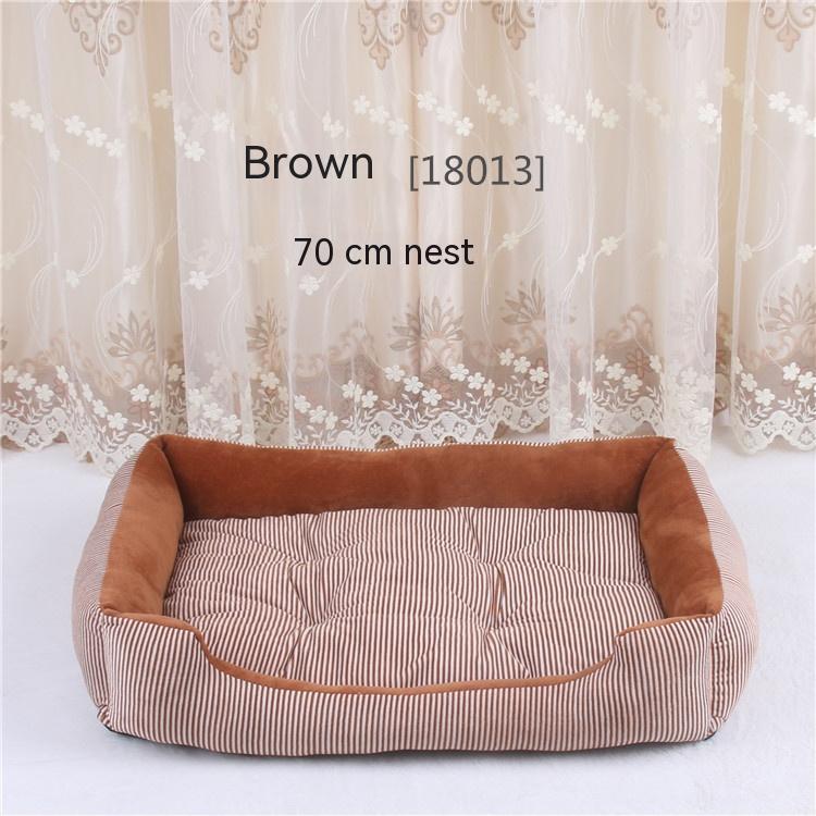 HKM-6182717 Large Dog Bed in Brown and Gray Stripes – Soft Cloth Material, Multiple Sizes Available