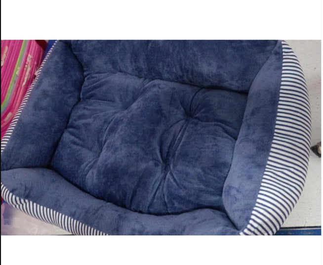 HKM-6182717 Large Dog Bed in Brown and Gray Stripes – Soft Cloth Material, Multiple Sizes Available