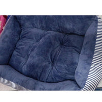 HKM-6182717 Large Dog Bed in Brown and Gray Stripes – Soft Cloth Material, Multiple Sizes Available