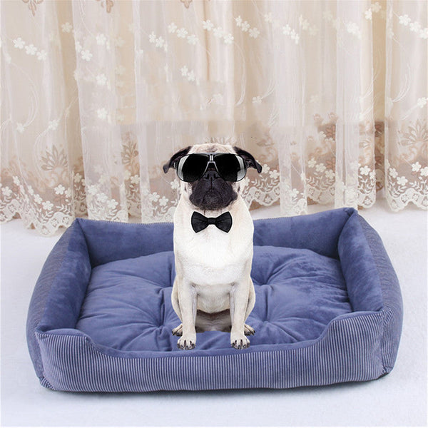 HKM-6182717 Large Dog Bed in Brown and Gray Stripes – Soft Cloth Material, Multiple Sizes Available