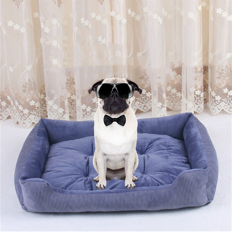 HKM-6182717 Large Dog Bed in Brown and Gray Stripes – Soft Cloth Material, Multiple Sizes Available