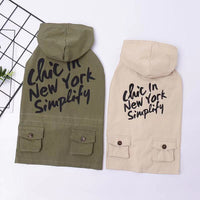 HKM-618515 Cozy Cotton Dog Sweater with Hood for Small Dogs in Khaki and Army Green