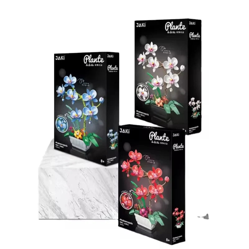 HKM-618579 Building Block Flower Set - Simulated Moth Orchid Educational Toy for Kids, 50 Pieces