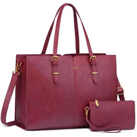 HKM-618643 Ladies Work bag with compartments Large Waterproof PU Leather Tote Bag for Women - Fits 15.6 to 17-Inch Laptops, Ideal for Business and Office Use