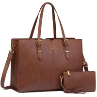 HKM-618643 Ladies Work bag with compartments Large Waterproof PU Leather Tote Bag for Women - Fits 15.6 to 17-Inch Laptops, Ideal for Business and Office Use