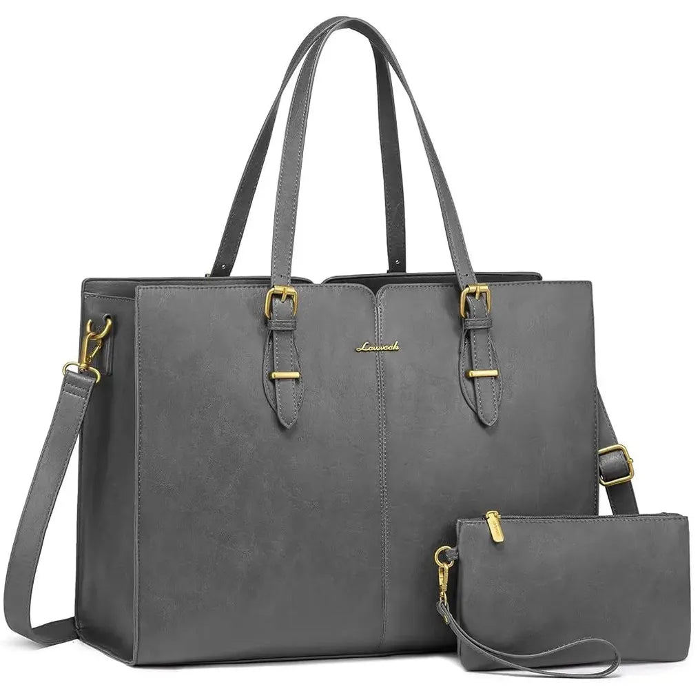HKM-618643 Ladies Work bag with compartments Large Waterproof PU Leather Tote Bag for Women - Fits 15.6 to 17-Inch Laptops, Ideal for Business and Office Use