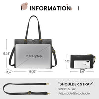 HKM-618643 Ladies Work bag with compartments Large Waterproof PU Leather Tote Bag for Women - Fits 15.6 to 17-Inch Laptops, Ideal for Business and Office Use