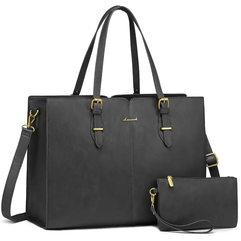 HKM-618643 Ladies Work bag with compartments Large Waterproof PU Leather Tote Bag for Women - Fits 15.6 to 17-Inch Laptops, Ideal for Business and Office Use