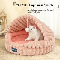 HKM-6186685 Cozy Large Cat Nest Pet Bed - Soft Cloth, Shell Design, 50CM Diameter in Gray, Pink, or White