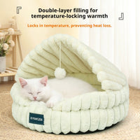 HKM-6186685 Cozy Large Cat Nest Pet Bed - Soft Cloth, Shell Design, 50CM Diameter in Gray, Pink, or White