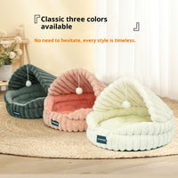 HKM-6186685 Cozy Large Cat Nest Pet Bed - Soft Cloth, Shell Design, 50CM Diameter in Gray, Pink, or White