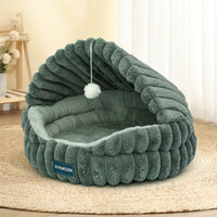 HKM-6186685 Cozy Large Cat Nest Pet Bed - Soft Cloth, Shell Design, 50CM Diameter in Gray, Pink, or White