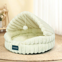 HKM-6186685 Cozy Large Cat Nest Pet Bed - Soft Cloth, Shell Design, 50CM Diameter in Gray, Pink, or White