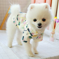 HKM-6188221 Cute Summer Shirt for Small Dogs - Flamingo Flower & Dragonfly Design