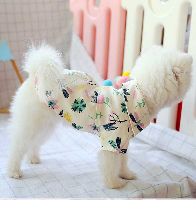 HKM-6188221 Cute Summer Shirt for Small Dogs - Flamingo Flower & Dragonfly Design