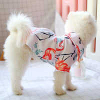 HKM-6188221 Cute Summer Shirt for Small Dogs - Flamingo Flower & Dragonfly Design