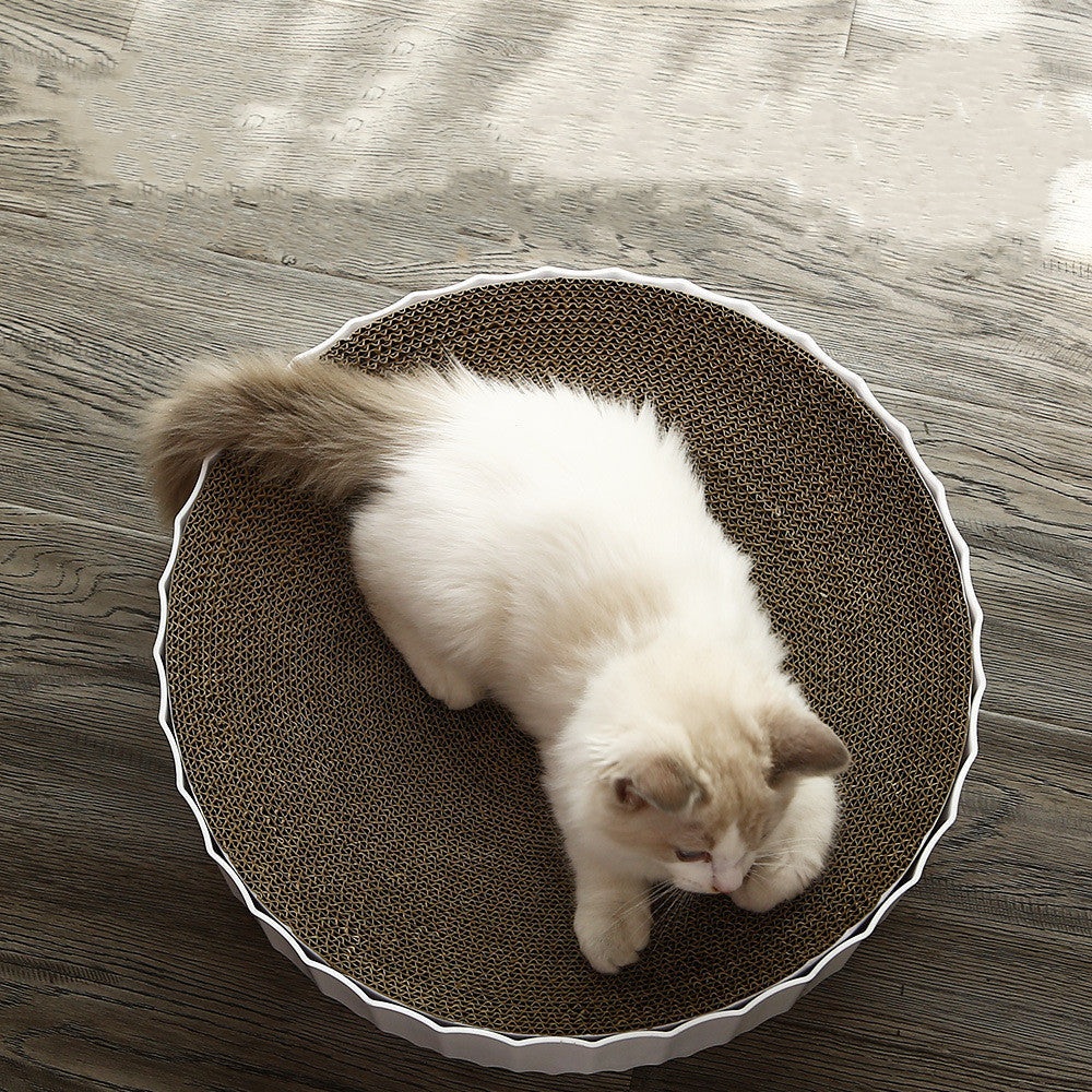 HKM-6188605 Corrugated Cat Litter Scratcher and Claw Grinder for All Cats - White, 40x40x10cm