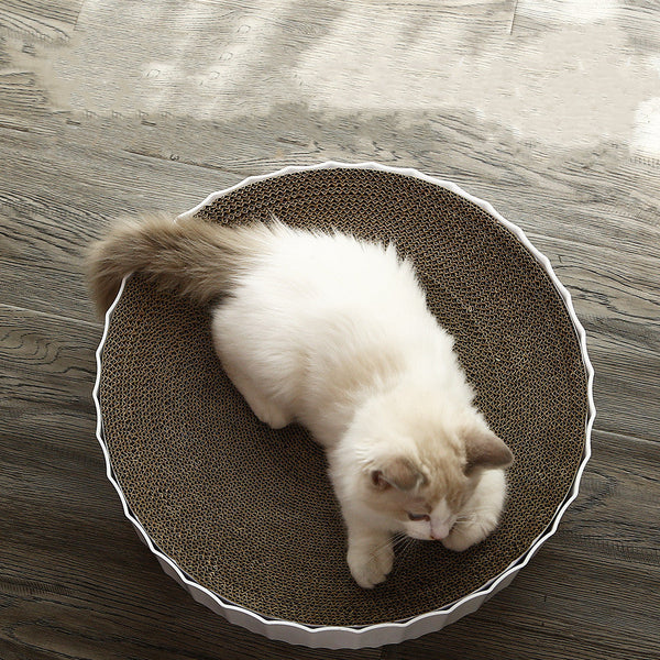 HKM-6188605 Corrugated Cat Litter Scratcher and Claw Grinder for All Cats - White, 40x40x10cm