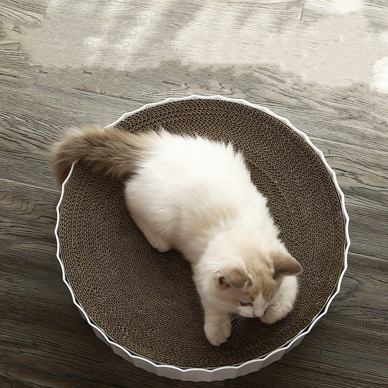 HKM-6188605 Corrugated Cat Litter Scratcher and Claw Grinder for All Cats - White, 40x40x10cm