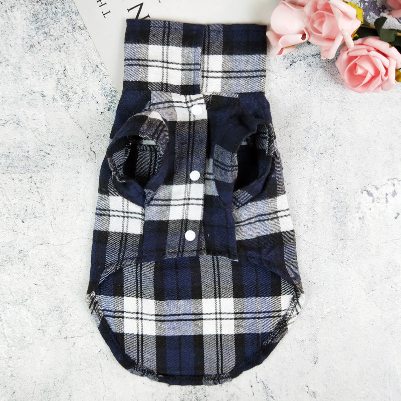 HKM-6188989 Casual Plaid Pet Shirt in Red, Blue, and Green - Lightweight Polyester, Sizes XS to XL