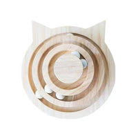 HKM-6189245 Three-Layer Wooden Cat Turntable Toy with Imported Pine Balls, Simple Atmosphere Design