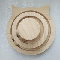 HKM-6189245 Three-Layer Wooden Cat Turntable Toy with Imported Pine Balls, Simple Atmosphere Design