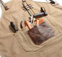 HKM-618963 Adjustable Cross Strap Multi-Purpose Canvas Apron with Tool Pocket for Gardening and Cooking