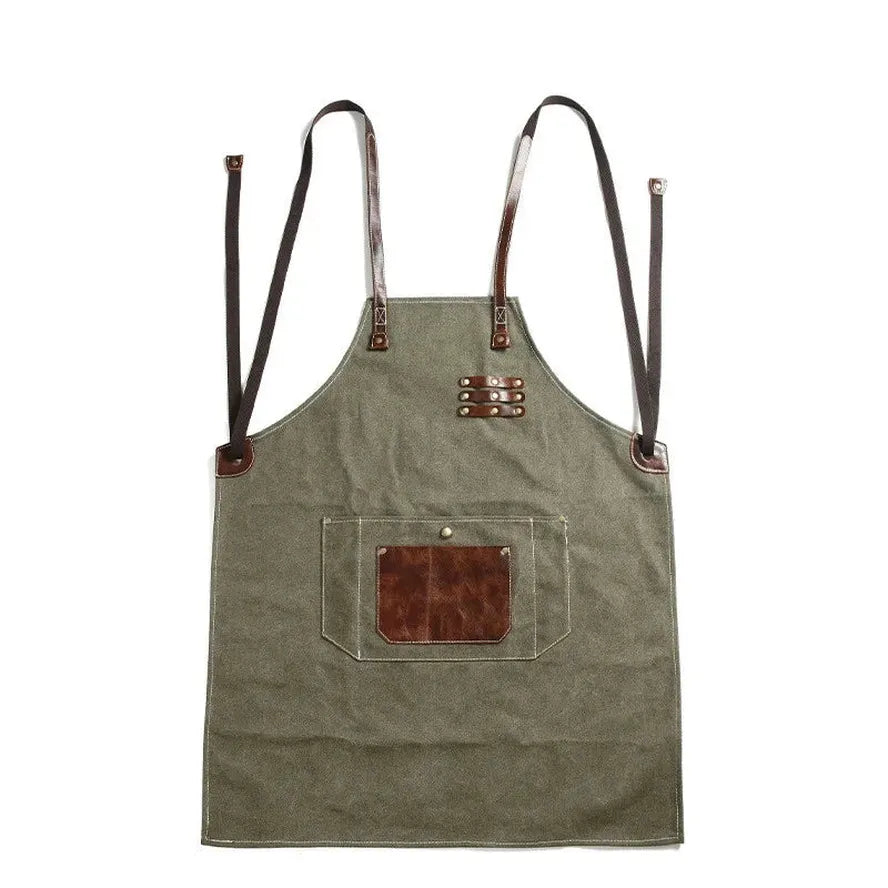 HKM-618963 Adjustable Cross Strap Multi-Purpose Canvas Apron with Tool Pocket for Gardening and Cooking