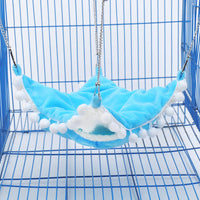 HKM-6190013 Hammock for Squirrels - Plush Hanging Sleeping Bag in Blue, Pink, or Yellow, Small & Large Sizes Available