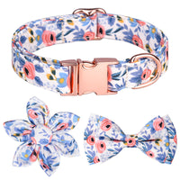 HKM-6190397 Detachable Hexapetalous Flowers Dog Collar - Soft Cotton, Adjustable Sizes in Orange, Blue, and Gray