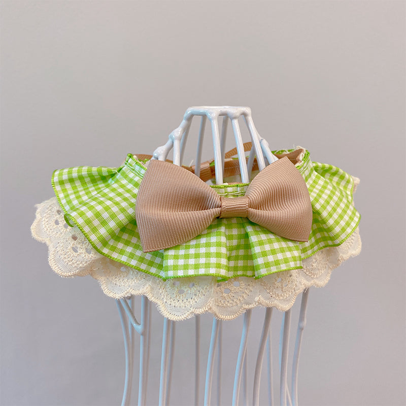 HKM-6190653 Light Green Polyester Pet Bib Bow Tie with Long Scarf Style for Cats and Dogs