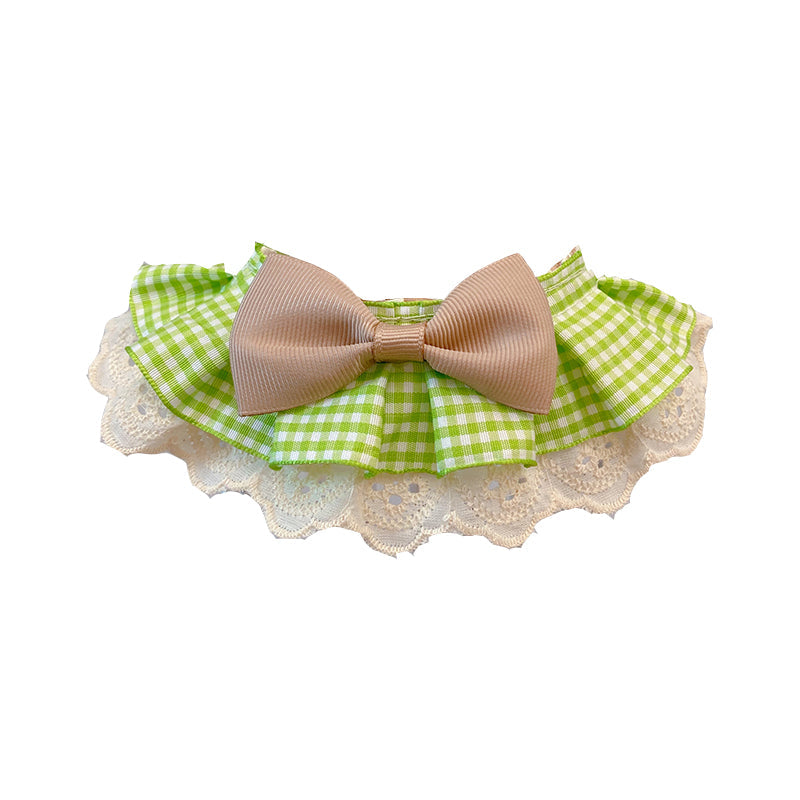 HKM-6190653 Light Green Polyester Pet Bib Bow Tie with Long Scarf Style for Cats and Dogs